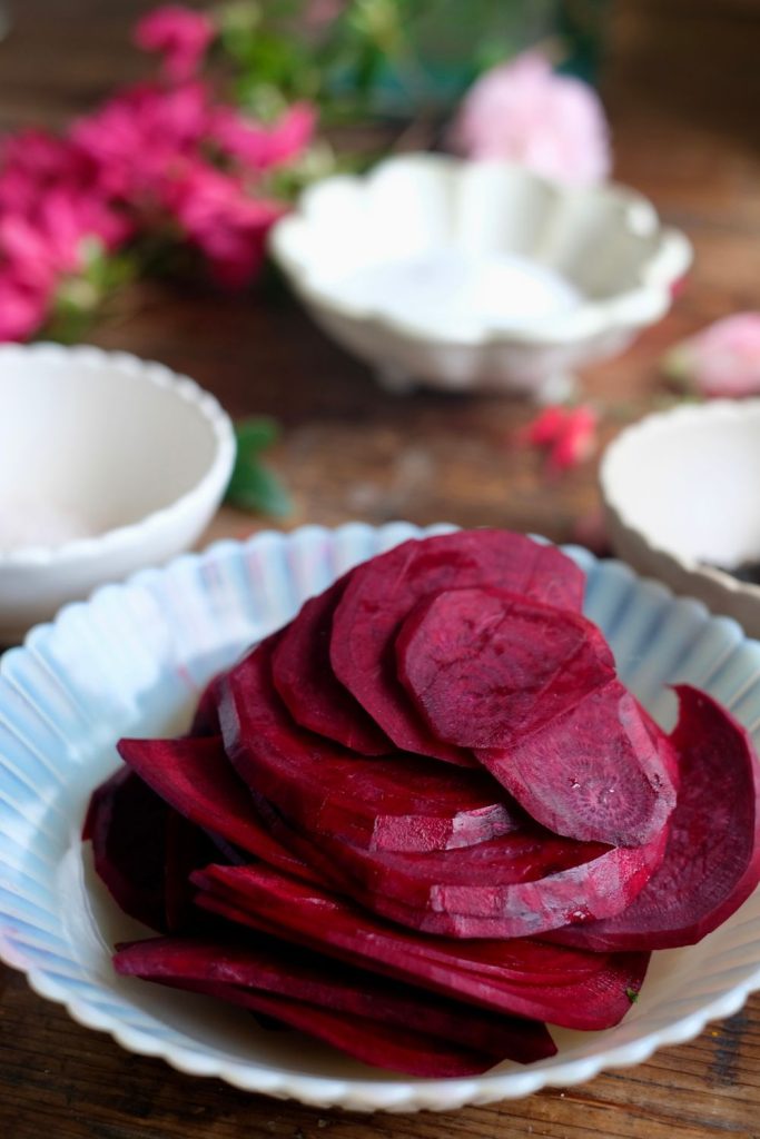 Thinly sliced raw beets