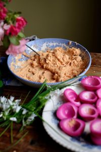 Egg yolk filling for deviled eggs