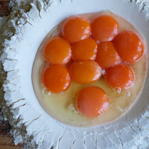 Egg Yolks in Flour for Egg Yolk Pasta Dough