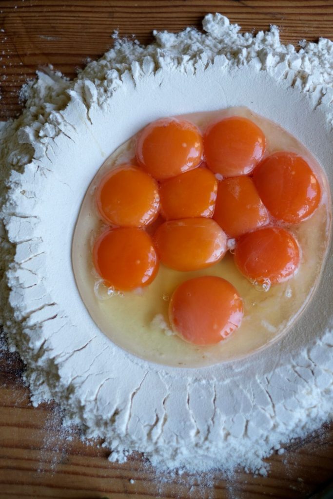 Egg Yolks in Flour for Egg Yolk Pasta Dough